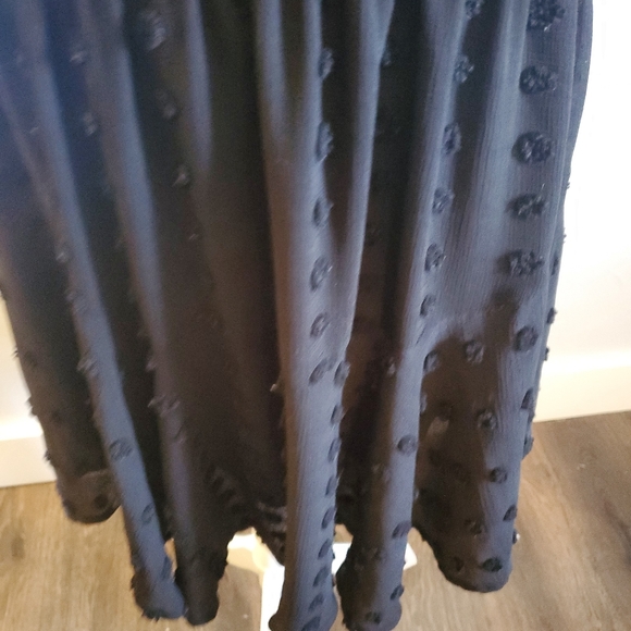 Sweet Wanderer sleeveless black dress with swiss dot design. - Picture 3 of 6